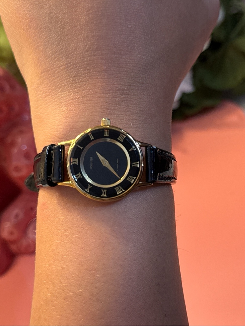 Vintage Jowissa Swiss Made Black and Gold Women's Watch